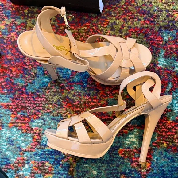 Yves Saint Laurent Beige Strappy Heels - Picture 2 of 4